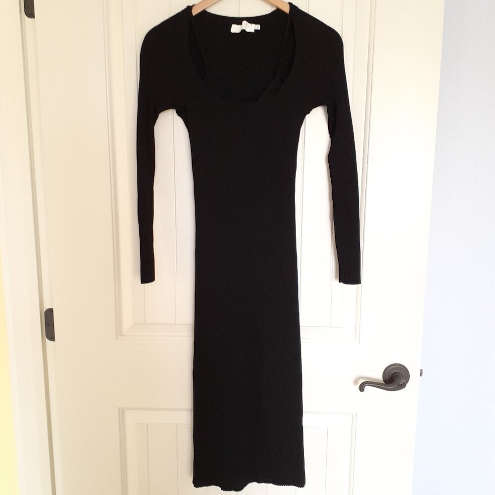 NEW ASTR the label Topanga Dress Long Sleeve Midi Bodycon Halter Black Size M